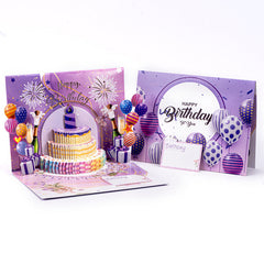 Light Music Blowing 3d 3d Cake Greeting Card