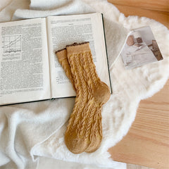 Women's Winter Thick Wool Socks Yellow Series Cashmere Bunching S