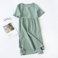 Women's Cotton Nightdress Crepe Short Sleeve Plus Size