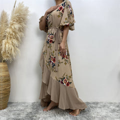 Plus Size Ladies Printed Chiffon Panel Fashion Dress