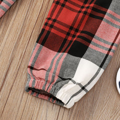 Fashion Red Plaid Print Long Middle Child