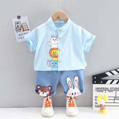 Boys Summer Cartoon Cute Casual Cotton T-shirt Short Sleeve Shorts Suit