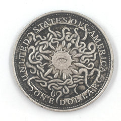 Deep Relief American Insect Skull Silver Dollar