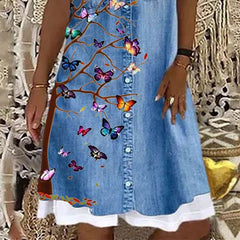 Plus Size Women's Skirt Summer Blue Dress