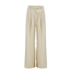 New fall style cream color High Waist trousers Pants for women