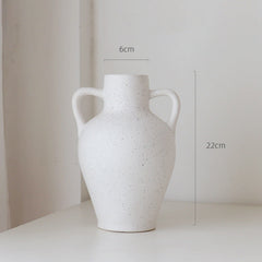 Round Belly Vase Double Ear Ceramic Table Top Decoration