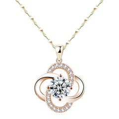 Necklace 925 Sterling Silver Plated 18k Rose Gold Necklace Female Clover Clavicle Chain For Girlfriend''s Birthday Valentine''s Day Gift