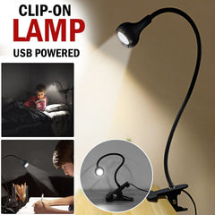 USB Flexible Reading LED Bright Light Book Lamp Clip-on Beside Bed Desk Table