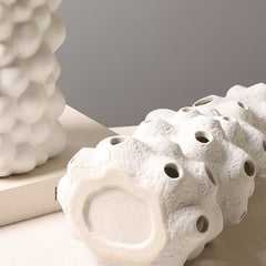 Decoration White Ceramic Vase Creative Personality Drum Bag Hollow Decoration Furnishings