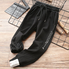Cotton Sweatpants Big Autumn And Winter Children's All-in-one Fleece Cotton Pants