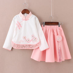 Girls' Antique Summer Chinese Style Skirt