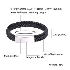 Men's And Women's Simple Casual Engraved Leather Bracelet