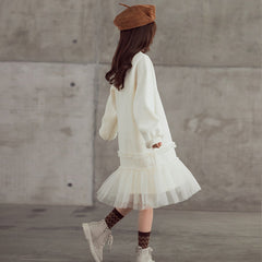 Sweet Performance Dress For Big Girl In Western-style Net Gauze Long Skirt