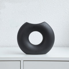 Nordic Style Simple Ceramic Vase Semicircle Creative Flower Device