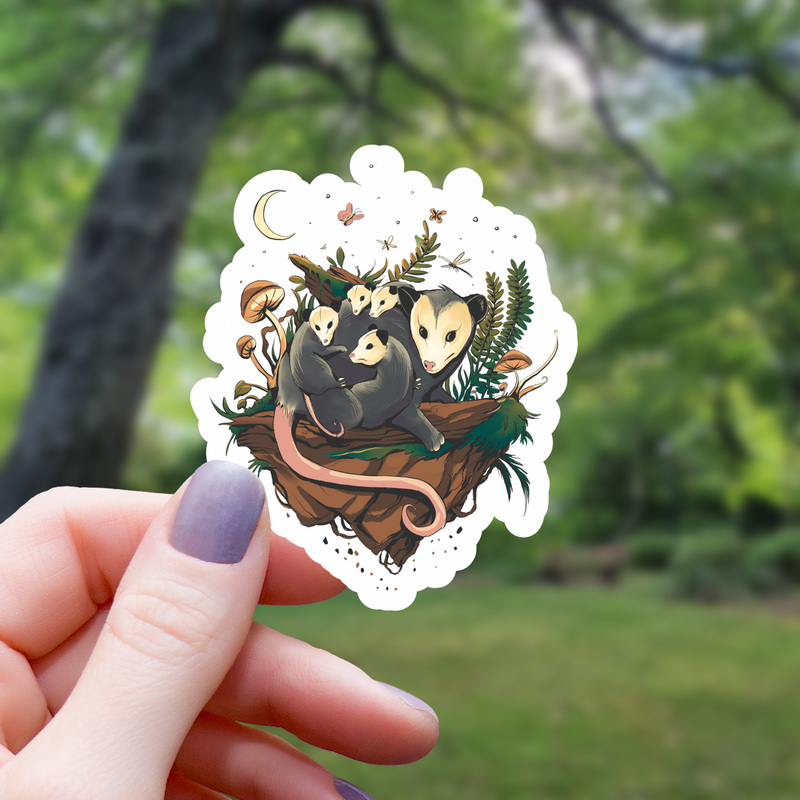 Opossum Mushroom Collage Sticker - 3