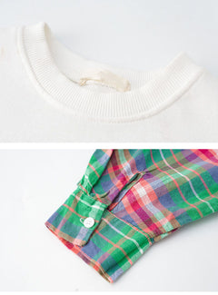 Two-piece Top American Style Plaid Stitching Sweater