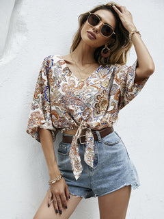 New Product Printed Loose Style Ethnic Style Short-sleeved Casual T-shirt