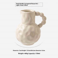 Vase Pearl Handle Ceramic Milk Pot Living Room Decorations