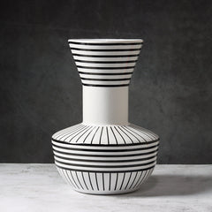 Black And White Striped Geometric Ceramic Vase Flower Ornaments