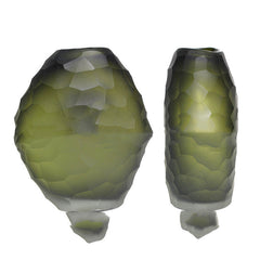 Irregularly Carved Ground Glass Vase Soft Decoration