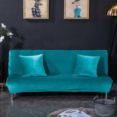 All-inclusive Silver Fox Velvet Armless Folding Sofa Bedspread
