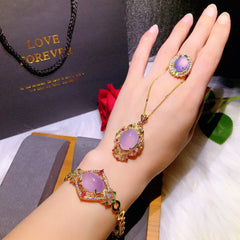Natural Powder Chalcedony Jewelry Set