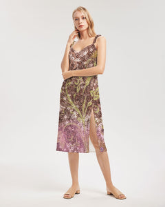 BEAUTIFUL PURPLE GITTER DESIGN CREATED BY FLIPSTYLEZ Women's All-Over Print Tie Strap Split Dress