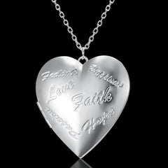 New Silver Carved Design Love Necklace Personalized Heart-shaped Photo Frame Necklace For Women Jewelry For Valentine's Day