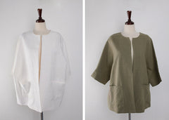 Women's Retro Plus Size Colorblock Simple Cotton Linen T-shirt