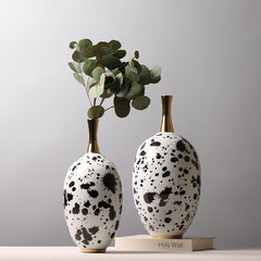 Chinese Ceramic Vase Splash-ink Color Matching Long Neck Flower Device