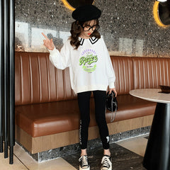 Letter Sweatshirt Leggings Two-Piece Set, Big Boy Spring And Autumn