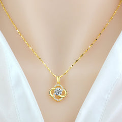 Necklace 925 Sterling Silver Plated 18k Rose Gold Necklace Female Clover Clavicle Chain For Girlfriend''s Birthday Valentine''s Day Gift