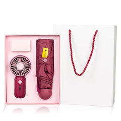 Creative Sunny Rain Small Umbrella Fan Gift Set