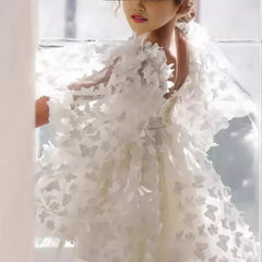 Children's Bubble Sleeve Dress Three-dimensional Butterfly Mesh Umbrella Princess Dress