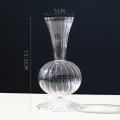 Retro Glass Vase Flower Transparent Brown Yellow Simple Table Setting Art