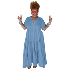Plus Size Women's Fashion Casual Button Lapel Dress