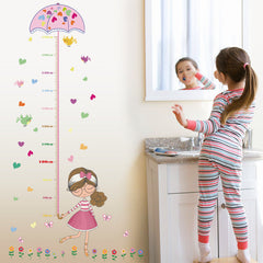 SK7043 Cartoon Girl Umbrella Height Measurement Wall Sticker Living Room Bedroom Wall Sticker Glass Doors And Windows TV Background Decorative Sticker