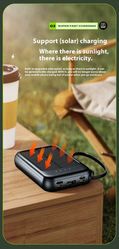 Solar Charging Unit With Cable Camping Portable Large Capacity Mobile Power Supply