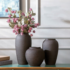 Living Room Flower Arrangement Ceramic Retro Pottery Pot Coarse Pottery Vase