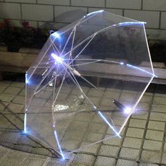 Led Light POE Transparent Colorful Luminous Umbrella Flashlight Straight Pole