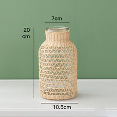 Straw Glass Vase Flower Arrangement Living Room Decoration