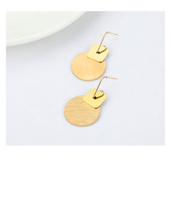 Personalized Long Net Red Earrings Round Brushed Flat Earrings
