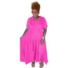 Plus Size Women's Fashion Casual Button Lapel Dress