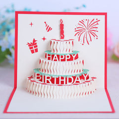 Colorful Birthday Cake 3d Paper Carving Greeting Card