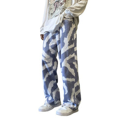 Zebra Stripe Jeans Men's Loose-fitting Wide-leg Trousers