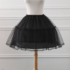 Black Lolita Petticoat Skirt | Kids 42cm Voluminous Tulle Underskirt for Dress-Up & Performance
