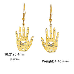 Retro Exaggerated Personalized Hip Hop Palm Hollow Eye Earrings