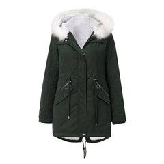 Women's Cotton-padded Coat White Fur Collar Parka