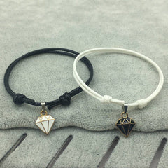 Retro Casual Diamond Red Black Rope Couple Bracelet