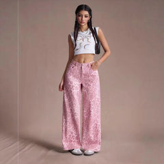 Female Loose Fit Straight Loose Wide Leg Jeans